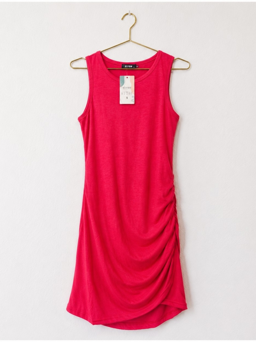 BTFBM Red Ruched Sleeveless Dress | Size S
